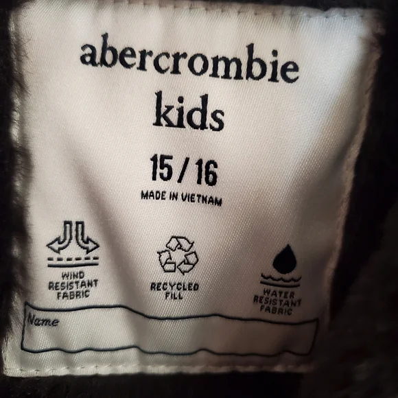 Abercrombie Kids Black Puffer Faux Fur Hooded Jacket Youth Girls 15/16